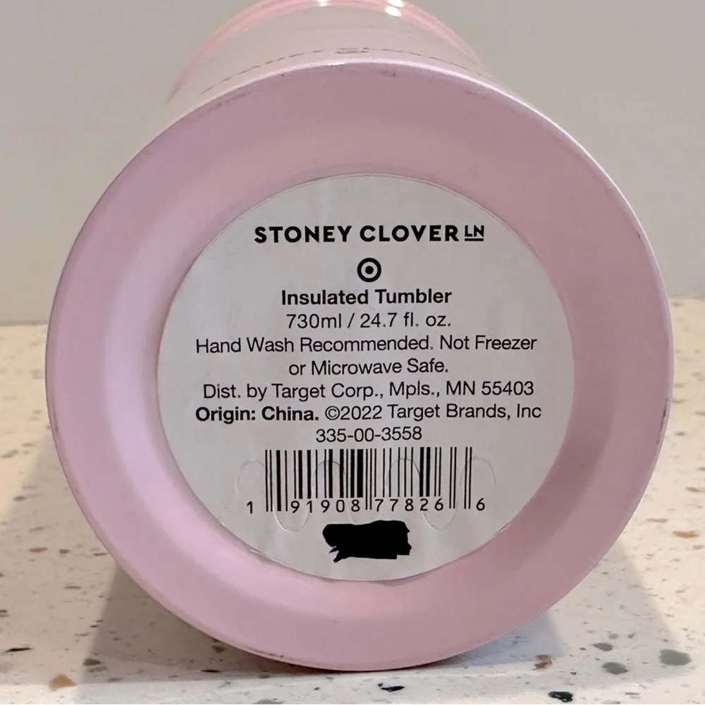 Stoney Clover Lane Pink Hearts Metal Tumbler with‎ Heart Straw Sippy Travel Cup